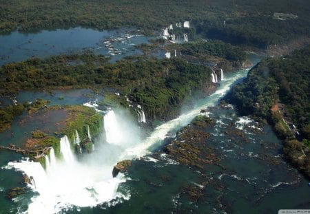 aerial view of beautiful waterfall gorge - waterfall, gorge, tourists, view