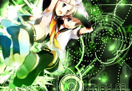 Cyber Song - 02, twins, yellow, kagamine rin, vocaloid, song, green, kagamine len