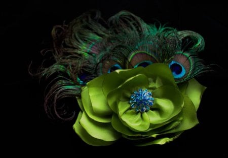 Ornament - entertainment, peacock, blue, green, fashion, flower