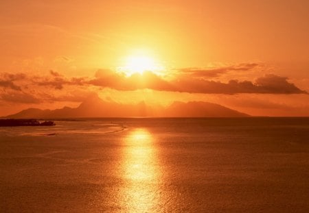 Sunset - clouds, sea, sunset, nature