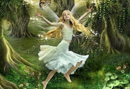 BUTTERFLY ANGEL - forest, butterfly, happy, awesome, fairy, jungle