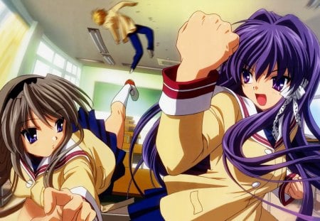 No Chance - clannad, fighting, anime, kyou, tomoyo