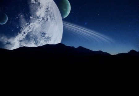 Cold - moon, planets, cold, dark, mountains, planet, space, moons