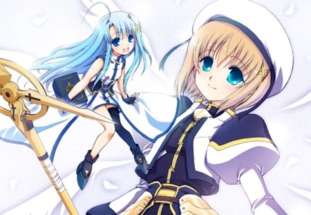 Hayate with Reinforce II - staff, hayate, nanoha, anime, reinforce ii