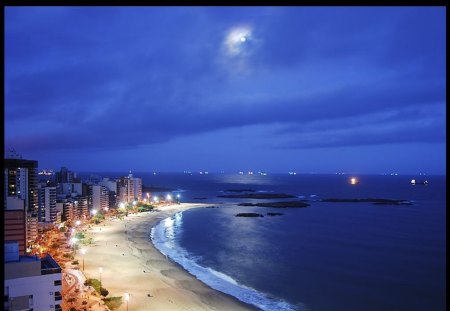 The moon on the beach - beach, moon