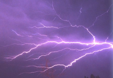 Lightning Above Fort Collins - strike, electricity, electric, purple, sky