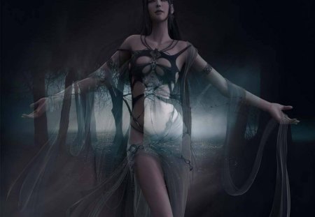 Dark Forest Fairy - darkness, fairy, forest