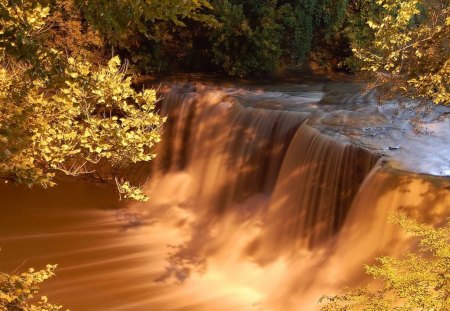 *** Gold Falls *** - nature, waterfalls, color, gold