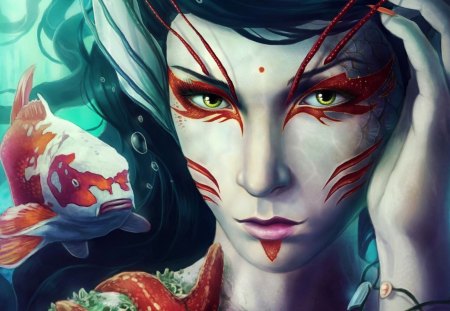 Fish Lady - cg, art, lady, fish