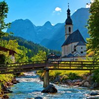 Bridge in mountain village