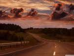 beautiful sky over long road