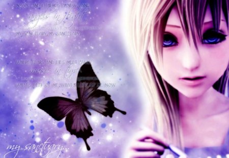 ~Namine~ - namine, butterfly, girl, kingdom hearts 2