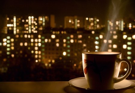 ~ ♥ღ Good Night ღ♥ ~ - abstract, coffee, view, night, still life, cup