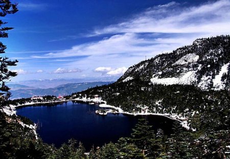 Mountain Lake - winter, lake, air, mountain