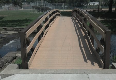 A Bridge Over Calm Waters - a bridge over calm waters, stream, park bridgem bridge, the park, park