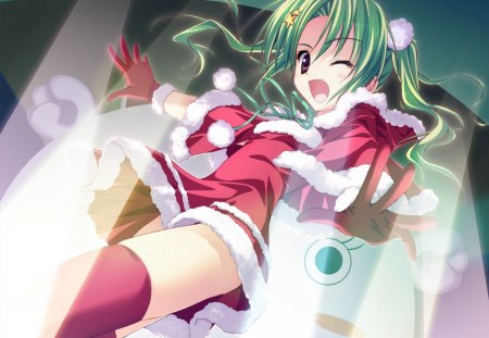 Koyori Toudou - christmas, anime, white, anime girl, red, koyori toudou, santa claud, hoshizora e kakaru hashi