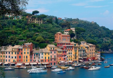 PORTO FINO ITALIA - predios, barcos, mar, azul, porto