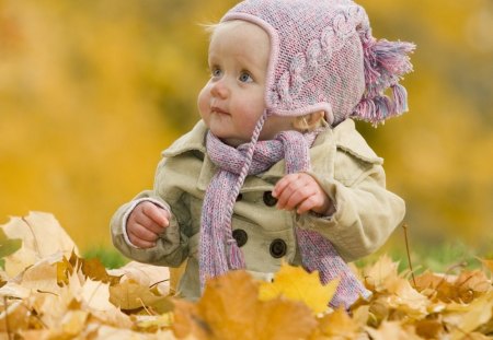 Autumn baby - fall, autumn, cute, adorable, baby, leaves