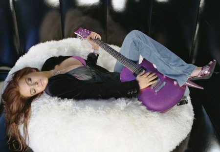 The Guitar Girl - women, lady, sexy, girl, guitar, music, models female, celebrities, singer, lovely, other, gorgeous, lindsay lohan with guitar, beautiful, sweet, lindsay