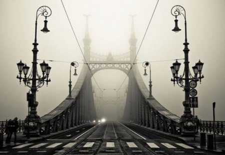 Fog - ornaments, fog, lights, bridge