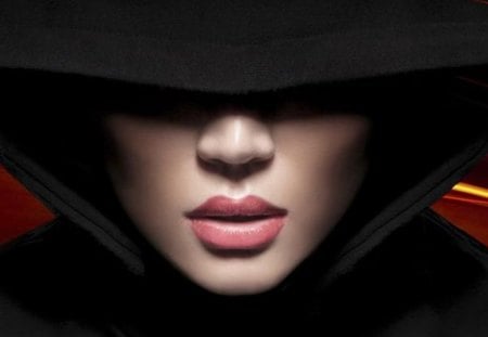 lips - lips, passion, hood, hidden, eyes