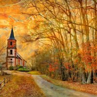 Church in autumn