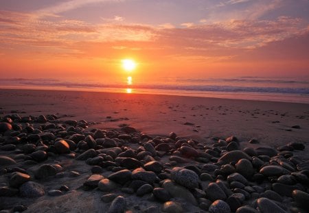 Sunset - sea, sunset, nature, beach