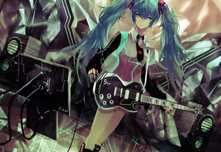 Anime - guitar, anime, vocaloid, miku