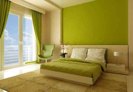 KIWI GREEN - window, room, morning, light, interior, chair, style, bed, design, green, apartment, kiwi