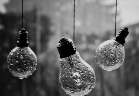 CONTRASTS - abstract, wp, photography, rain, bw, drops, bulbs