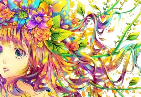 Colorful Anime - cg, anime, girl, art, colorful