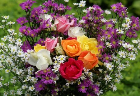 Summer Bouquet - nature, wild, summer, flowers, bouquet, rose