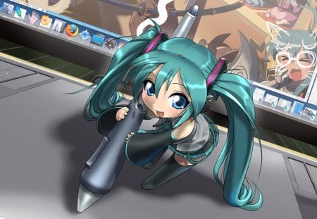 tiny miku - anime, girls, cute, lovly