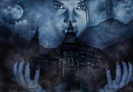 wallpaper vampires 1 - vampires, horror, wallpaper, fantasy, dracula, photoshop manipulation