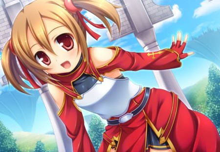 Sword Art Online - cute, smiling, sky, sword art online