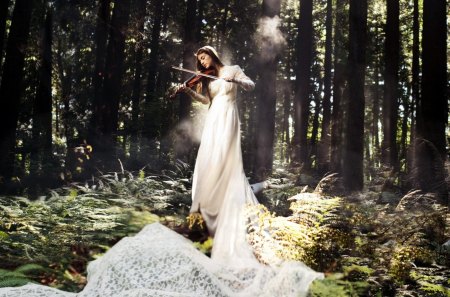 Musician girl - nature, violin, girl, people