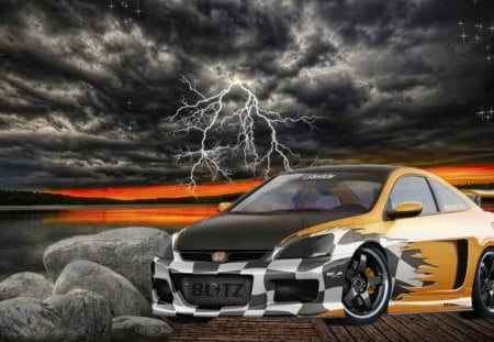 thunder car - thunders, clouds, hondas, cars, tuned cars