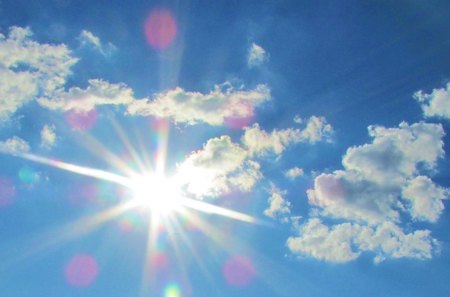 Sunny Day in the Clouds - sky, sparkle, nature, sun, day, blue