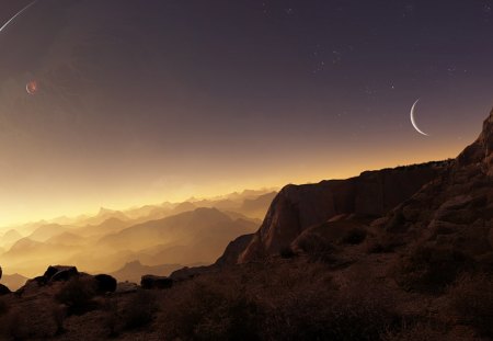 Sky at sunset - sky, sunset, landscape, mountain