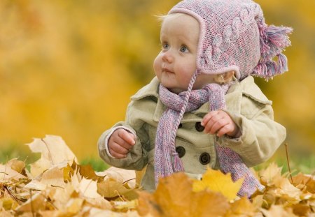 I'm the autumn fairy :) Welcome on my territory! - nature, autumn, girl, yellow, leaf, child, funny, cute