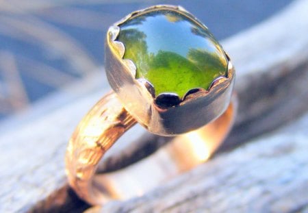 SKY reflection - stone, wood, nature, love, sky, emerald, green, ring