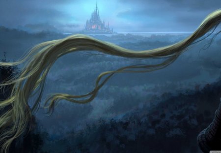 rapunzel - rapunzel, anime, tower, girl, long hair