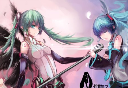 Hatsune Miku - vocaloid, anime, wings, hatsune miku, long hair