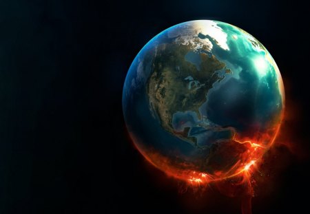 Earth Implosion - space, planets, fire, earth, implosion