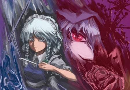 Izayoi Sakuya - anime, maids, touhou, rose