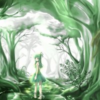 Anime girl in forest