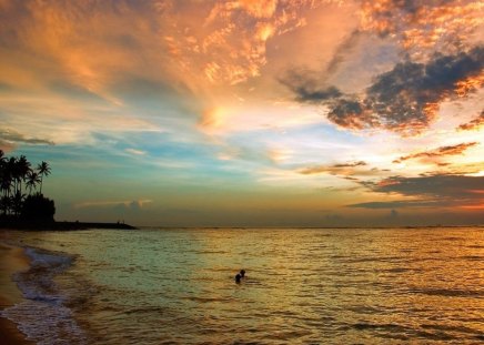 Beach - sea, sunset, nature, beach