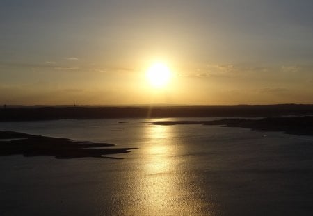 Sunset at the Oasis - texas, sunset, water, sun, sky, oasis