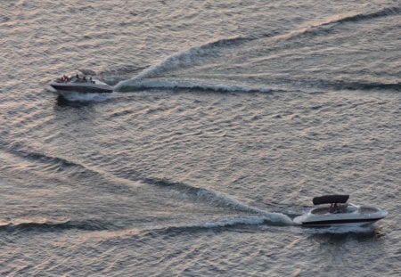 Boats Passing on the Water - boats, personal craft, water, boat