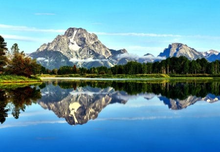 MOUNTAIN LAKE - pines, lake, forest, reflection, mountain